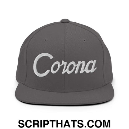 Corona Script Snapback Hat Dark Grey