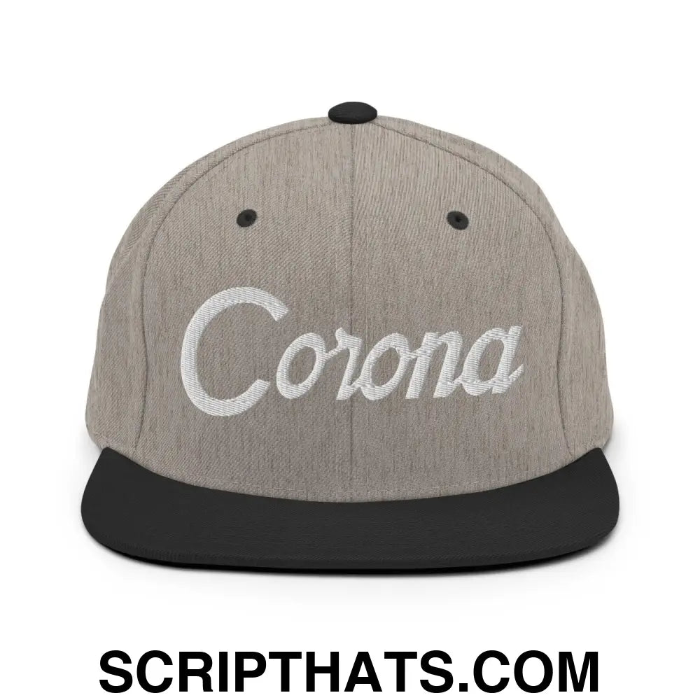 Corona Script Snapback Hat Heather Black