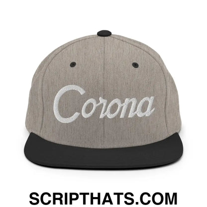 Corona Script Snapback Hat Heather Black