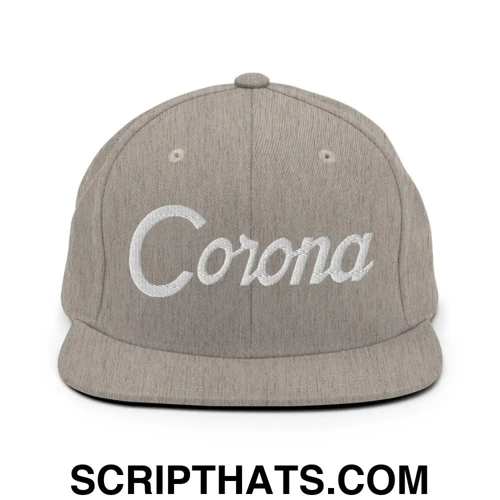 Corona Script Snapback Hat Heather Grey