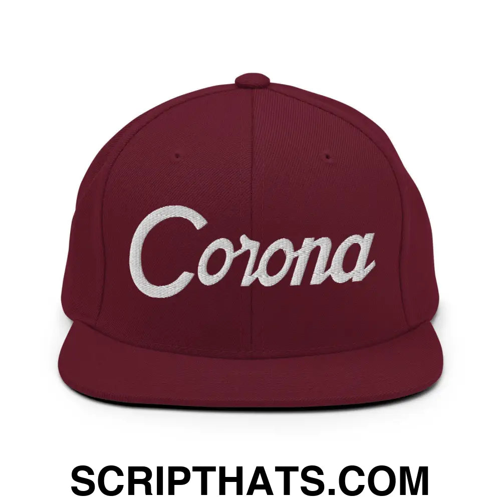 Corona Script Snapback Hat Maroon