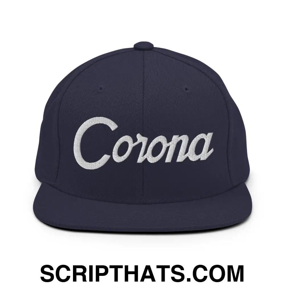 Corona Script Snapback Hat Navy