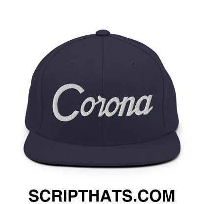 Corona Script Snapback Hat Navy