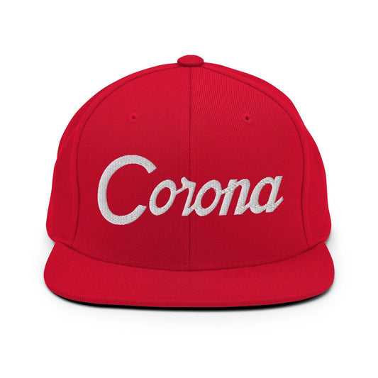 Corona Script Snapback Hat Red