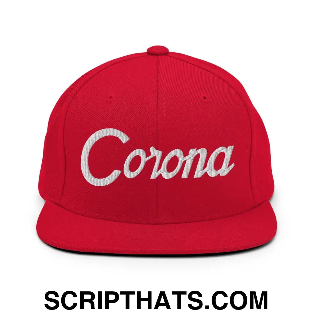 Corona Script Snapback Hat Red