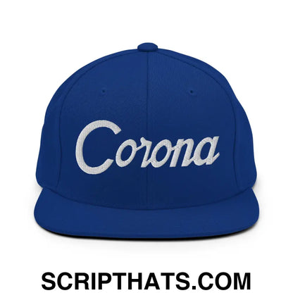 Corona Script Snapback Hat Royal Blue