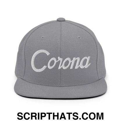 Corona Script Snapback Hat Silver