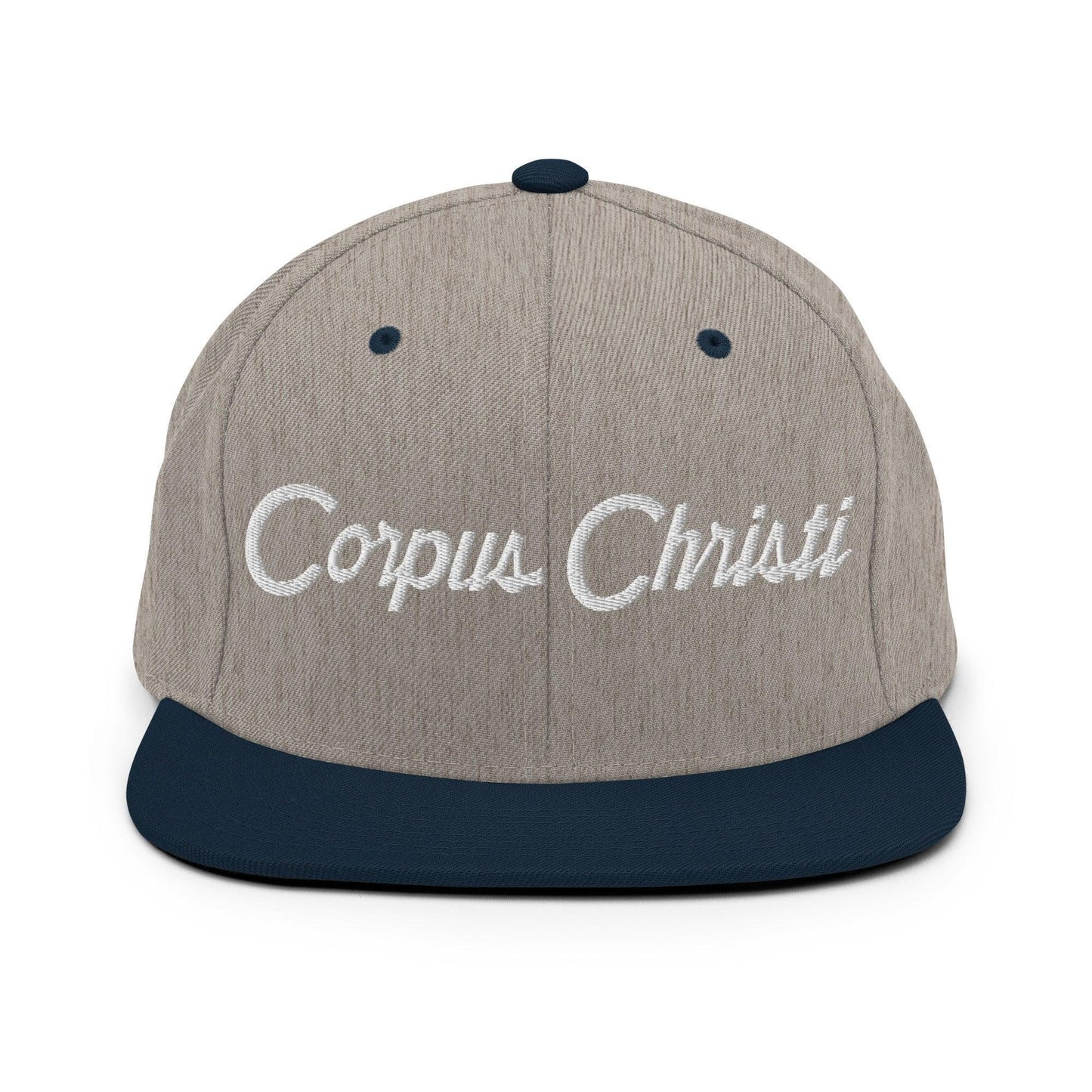 Corpus Christi Script Snapback Hat Heather Grey Navy