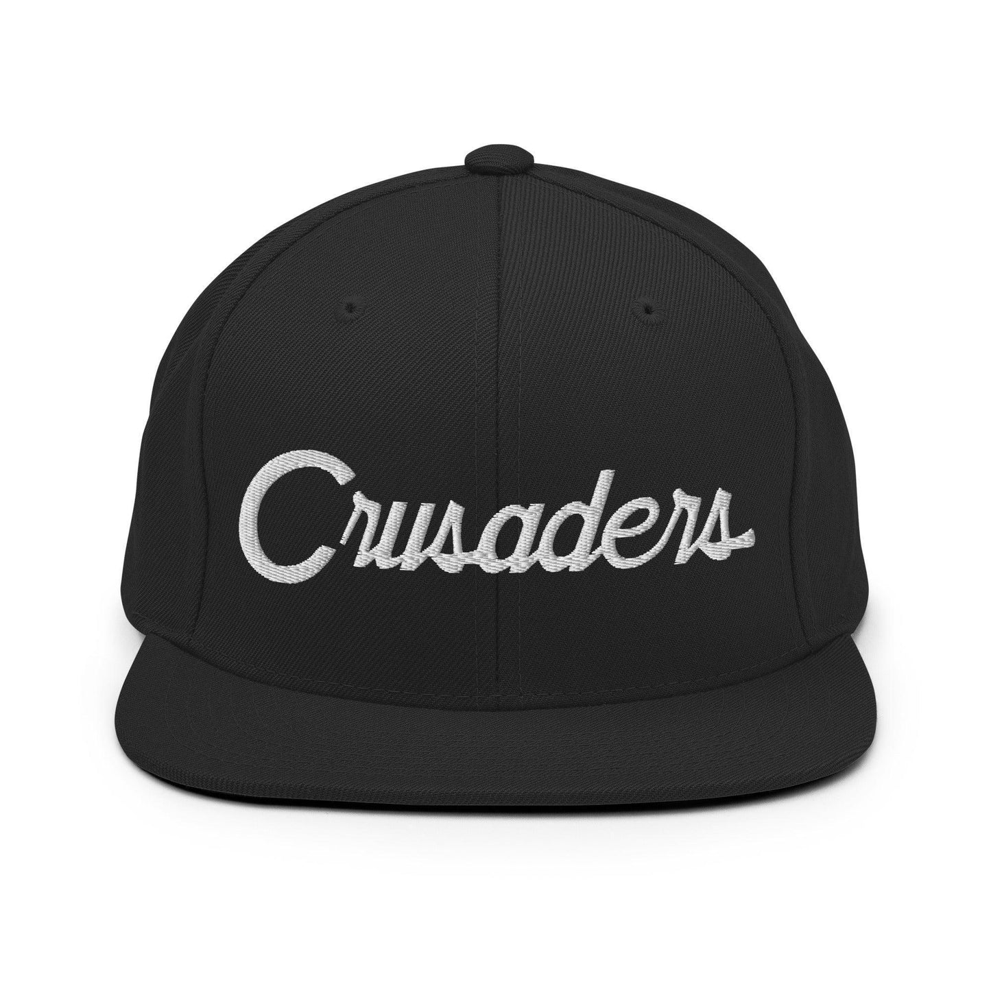 Crusaders School Mascot Script Snapback Hat Black