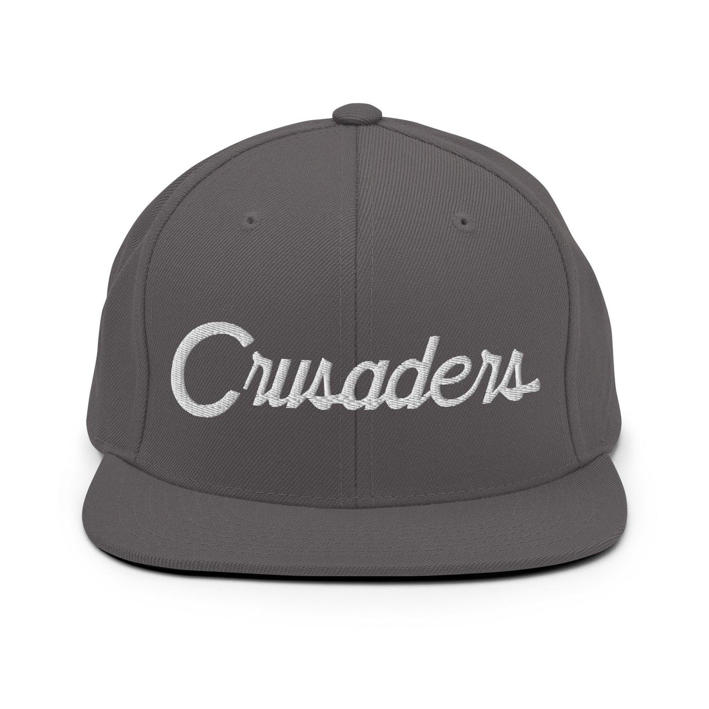 Crusaders School Mascot Script Snapback Hat Dark Grey