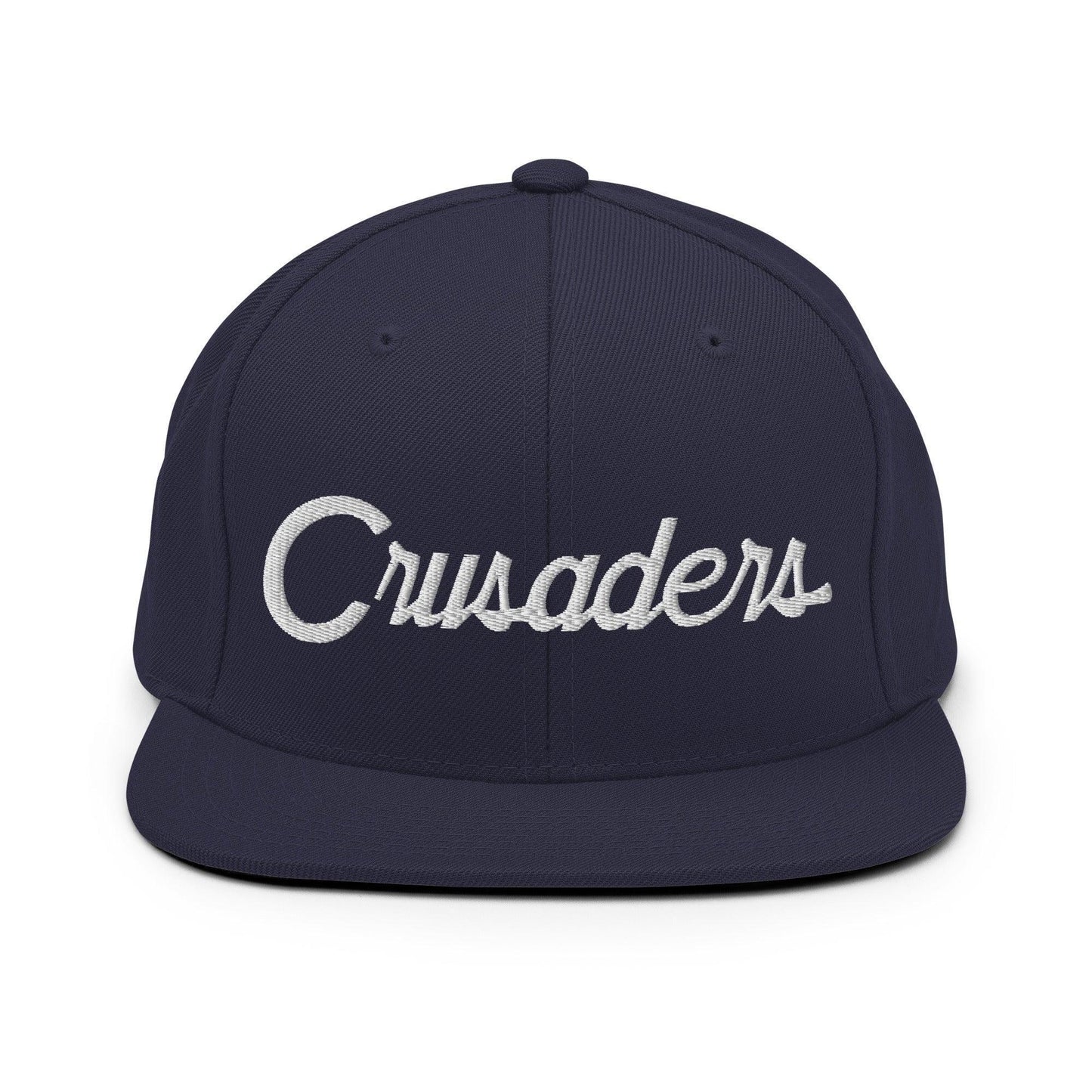 Crusaders School Mascot Script Snapback Hat Navy