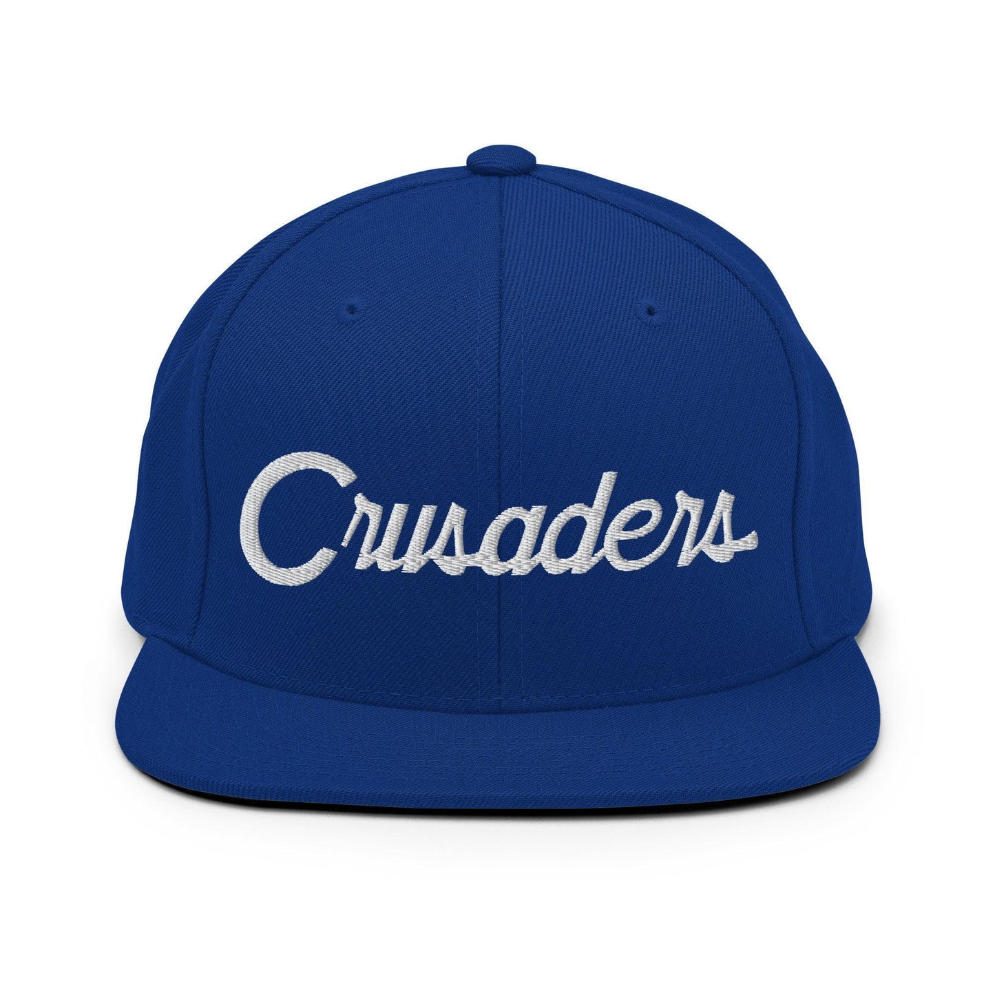 Crusaders School Mascot Script Snapback Hat Royal Blue