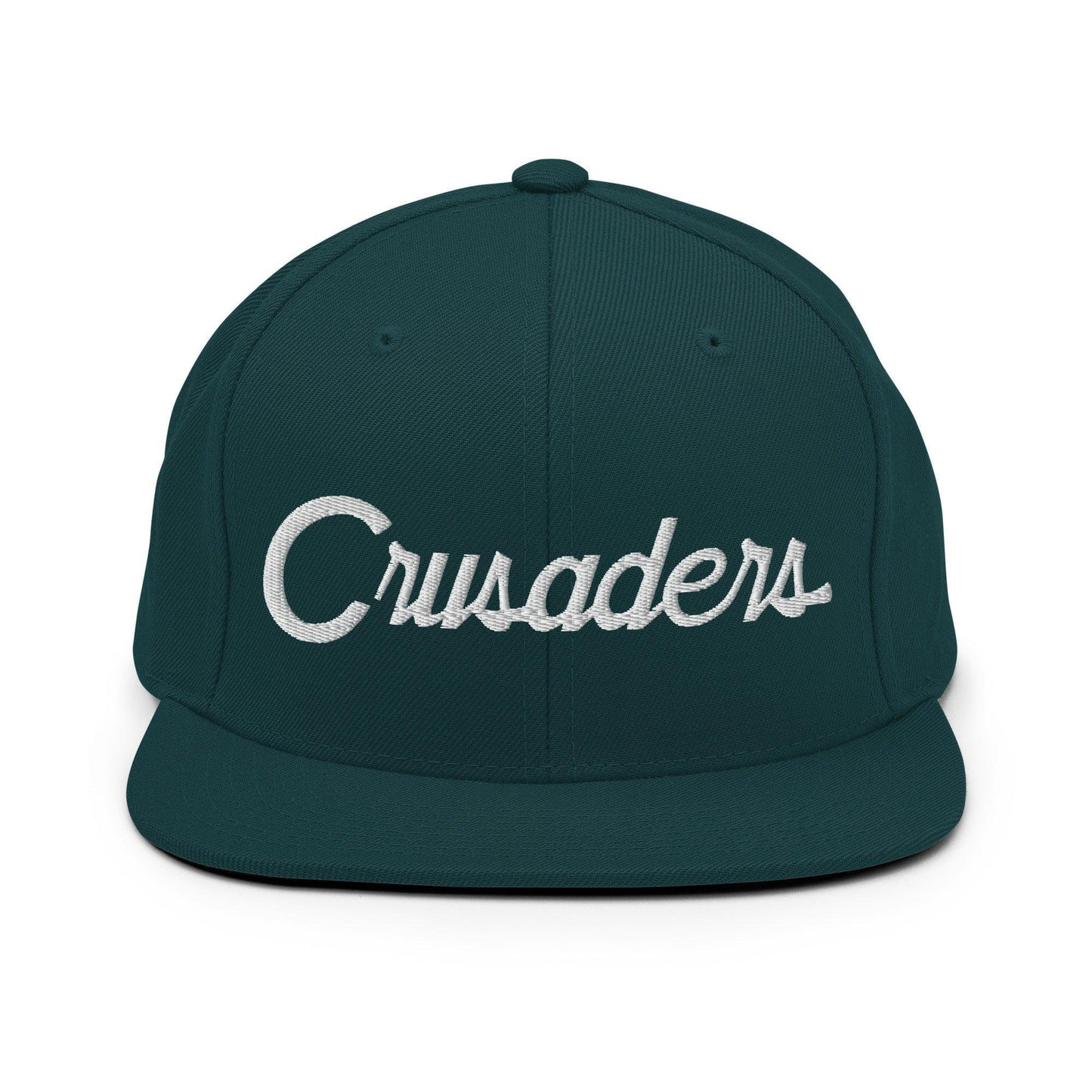 Crusaders School Mascot Script Snapback Hat Spruce