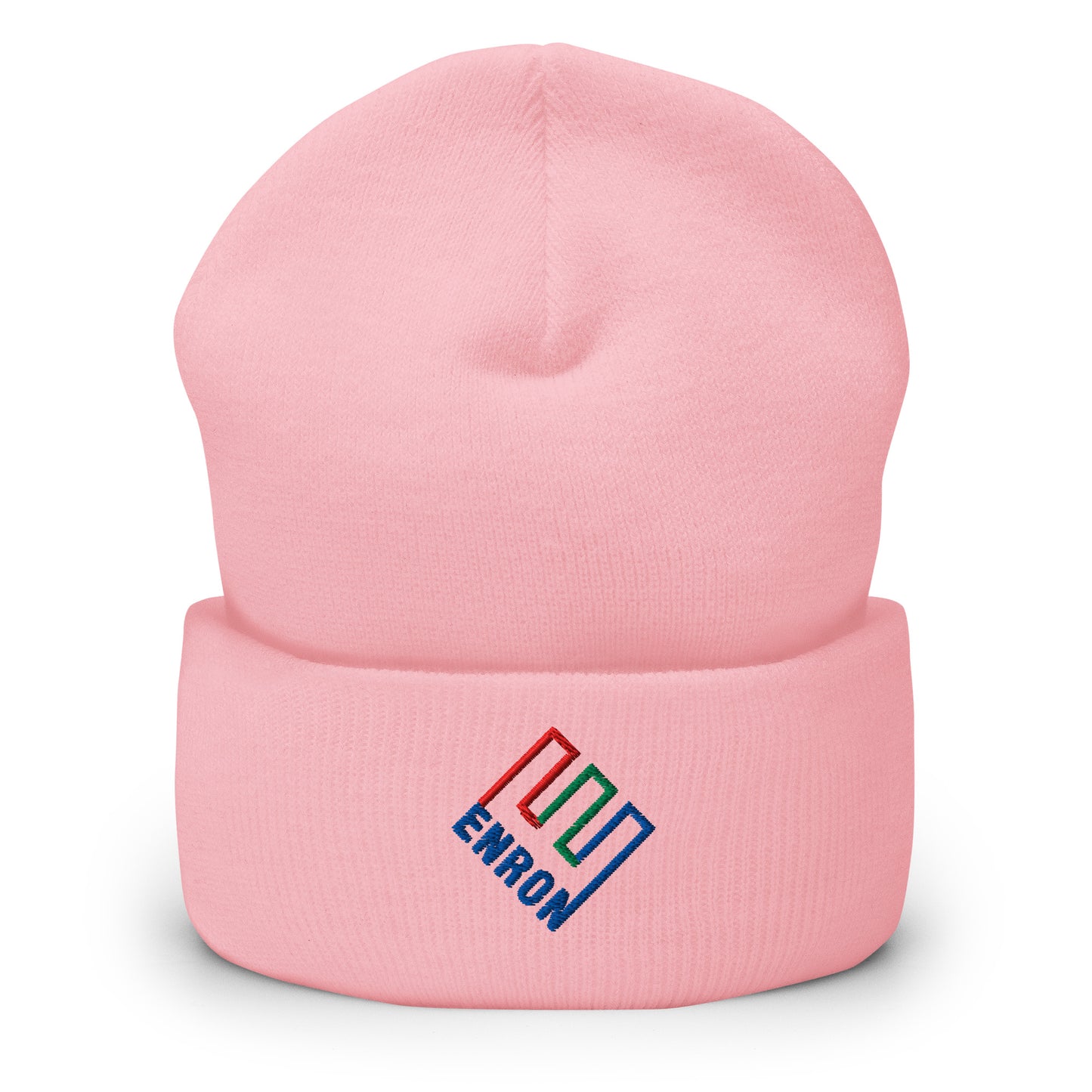 Enron Embroidered Knit Cuffed Beanie Baby Pink