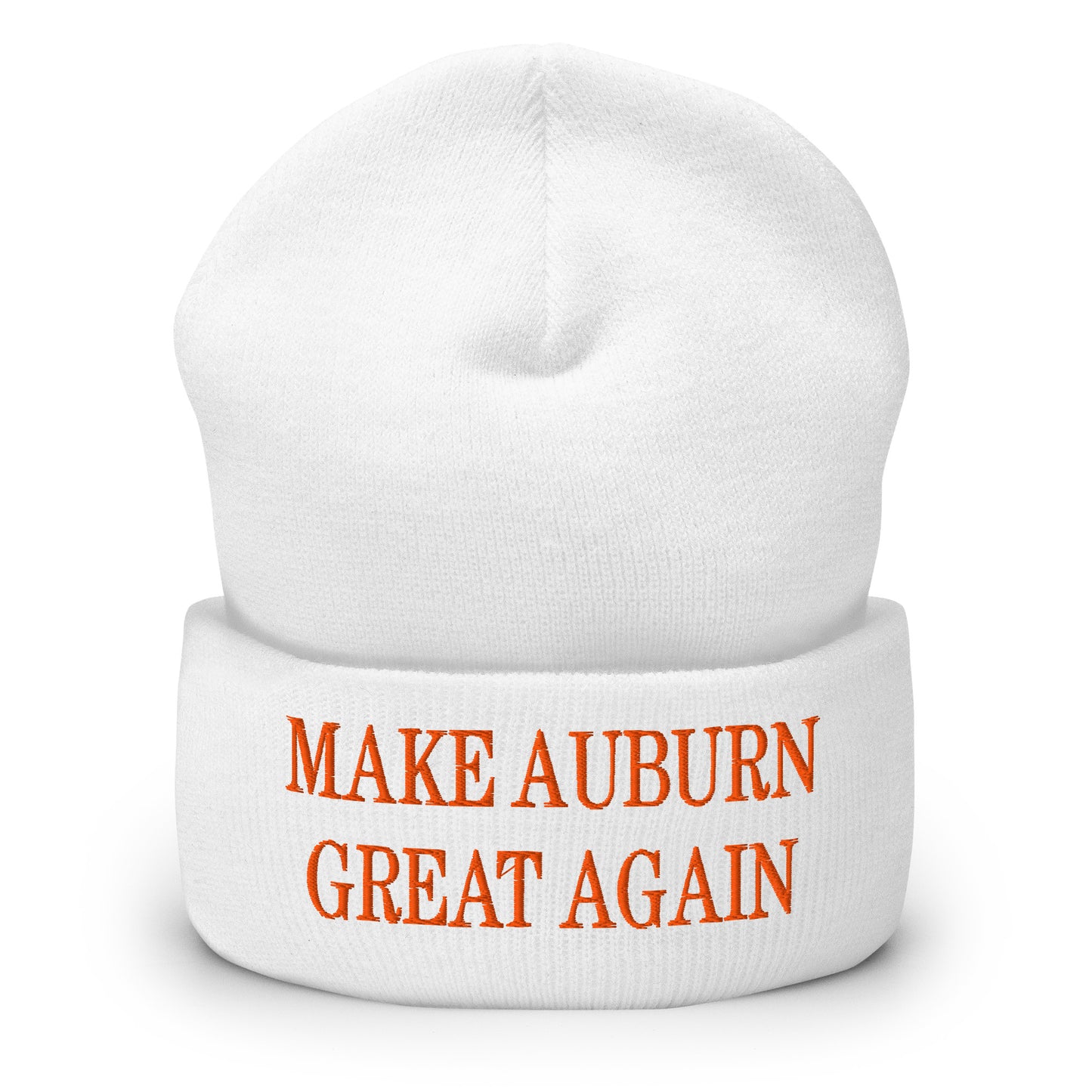 Make Auburn Great Again Embroidered Knit Cuffed Beanie White