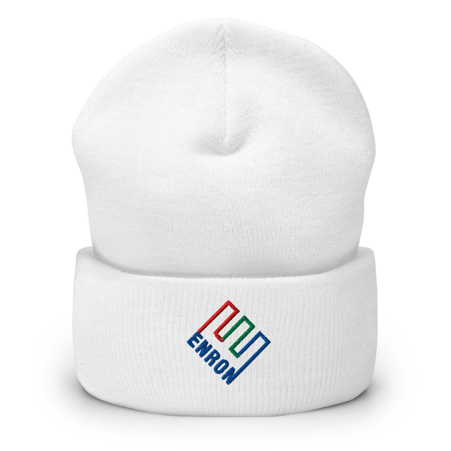 Enron Embroidered Knit Cuffed Beanie White