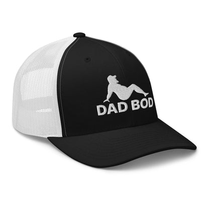 Dad Bod Mud Flap Silhouette Embroidered Mesh Trucker Hat Black White