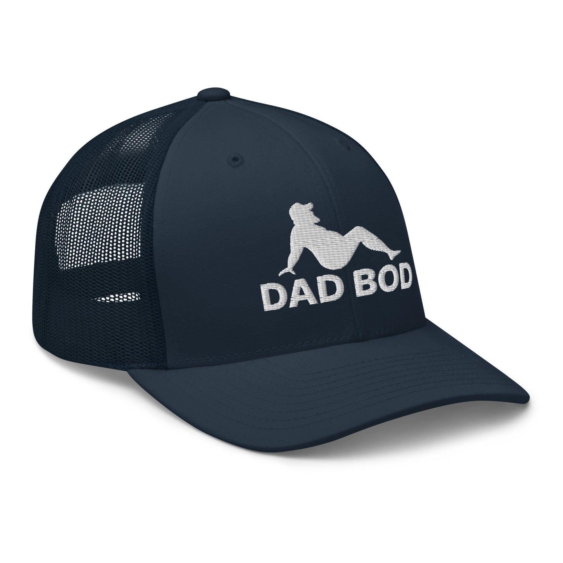 Dad Bod Mud Flap Silhouette Embroidered Mesh Trucker Hat Navy