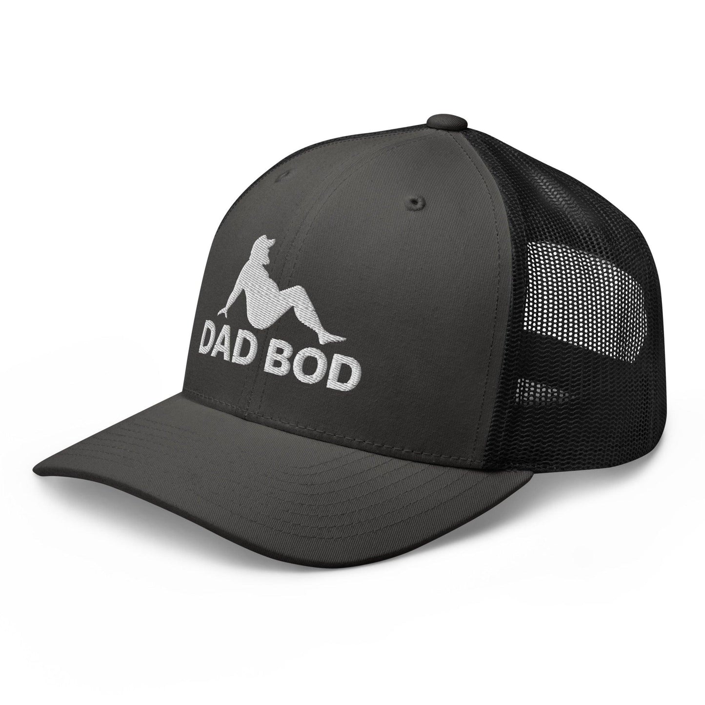 Dad Bod Mud Flap Silhouette Embroidered Mesh Trucker Hat Charcoal Black