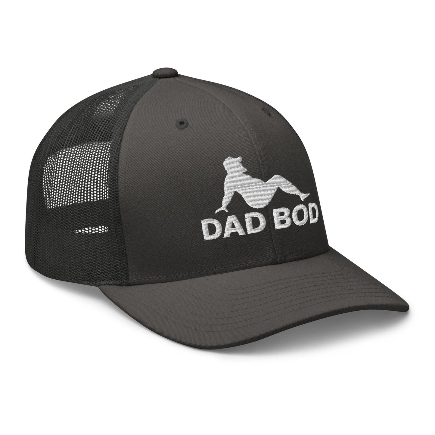 Dad Bod Mud Flap Silhouette Embroidered Mesh Trucker Hat Charcoal