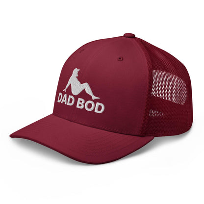 Dad Bod Mud Flap Silhouette Embroidered Mesh Trucker Hat Cranberry