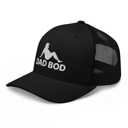 Dad Bod Mud Flap Silhouette Embroidered Mesh Trucker Hat Black