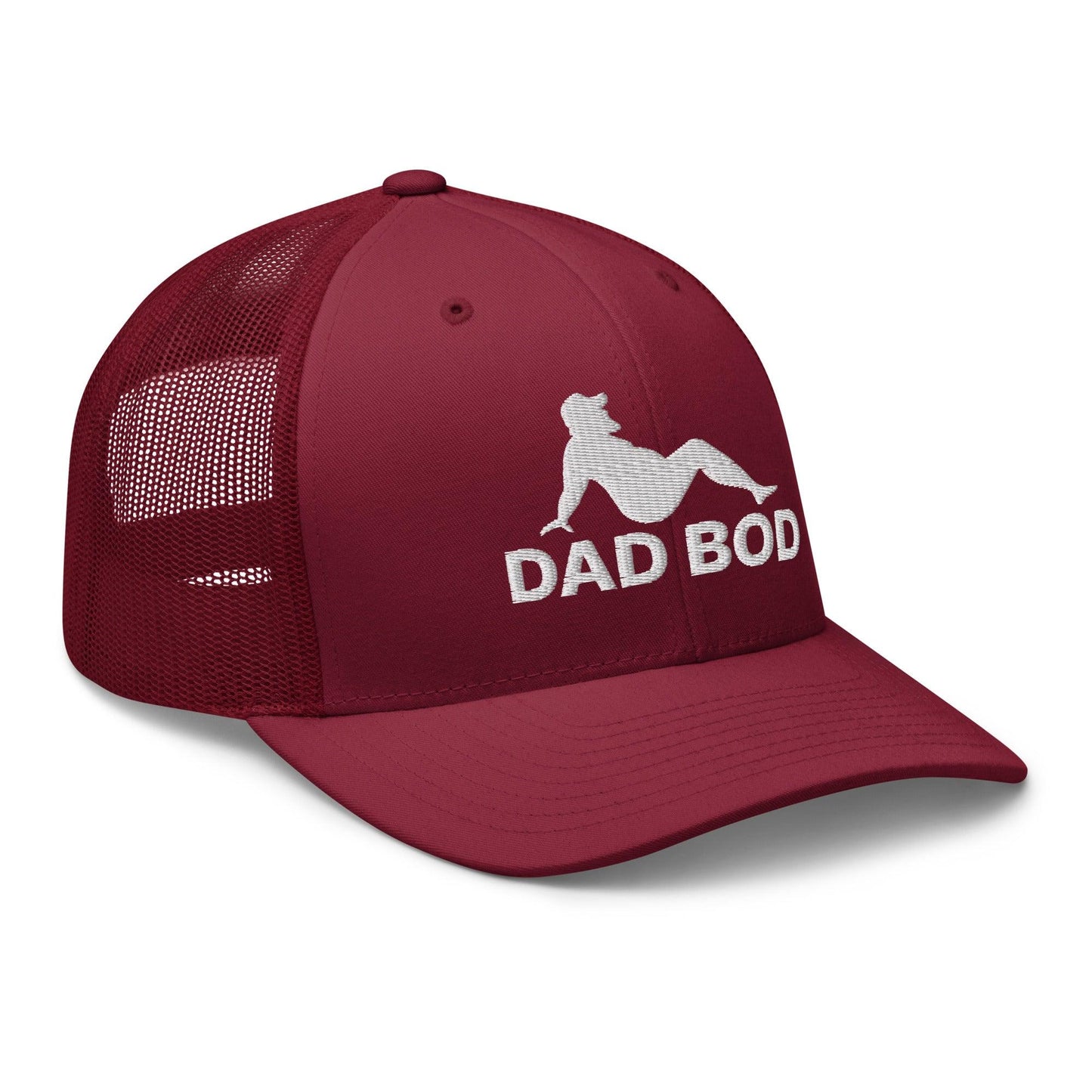 Dad Bod Mud Flap Silhouette Embroidered Mesh Trucker Hat Cranberry