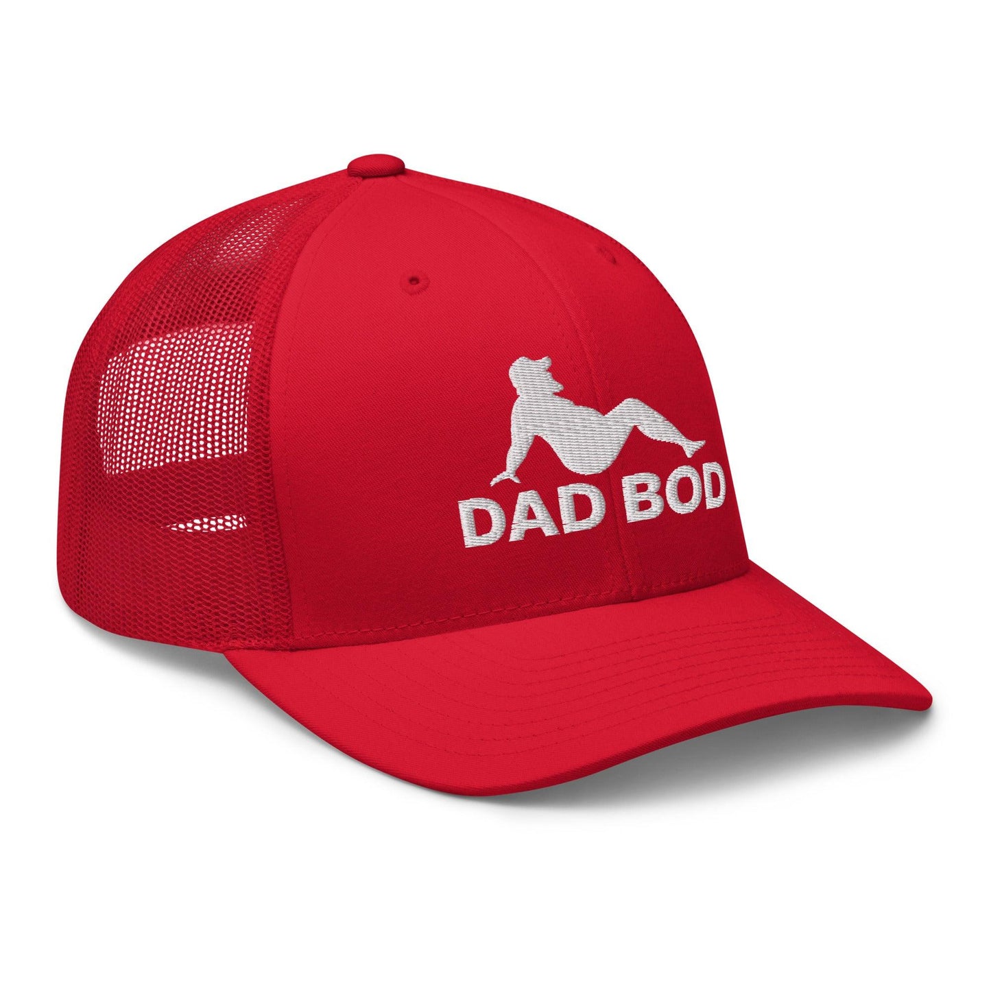 Dad Bod Mud Flap Silhouette Embroidered Mesh Trucker Hat Red