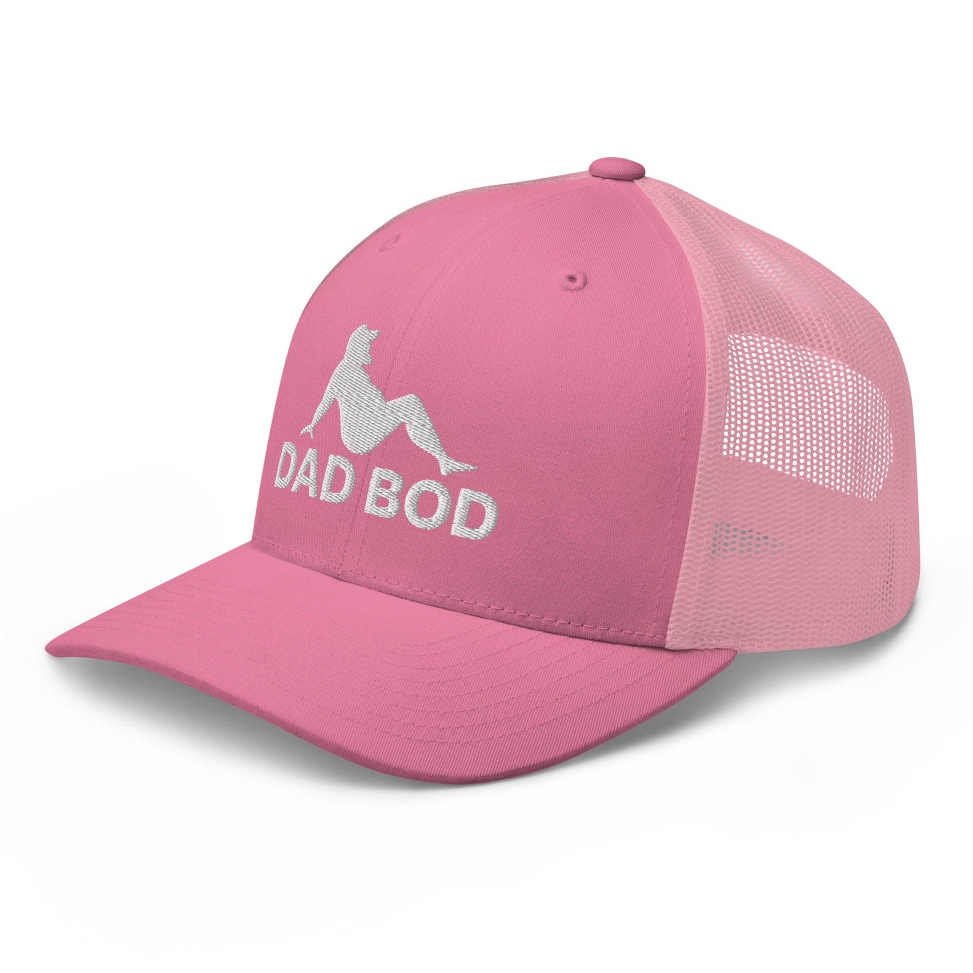 Dad Bod Mud Flap Silhouette Embroidered Mesh Trucker Hat Pink