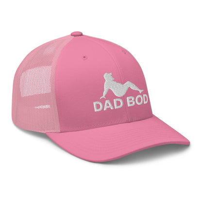 Dad Bod Mud Flap Silhouette Embroidered Mesh Trucker Hat Pink