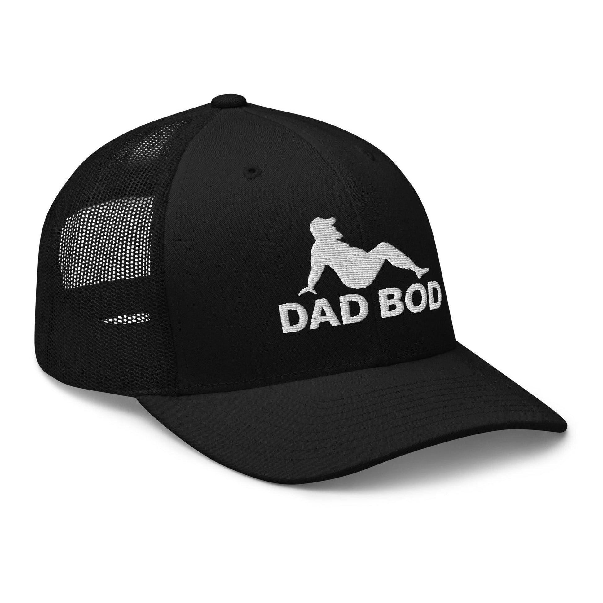 Dad Bod Mud Flap Silhouette Embroidered Mesh Trucker Hat Black