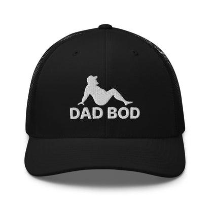 Dad Bod Mud Flap Silhouette Embroidered Mesh Trucker Hat Black