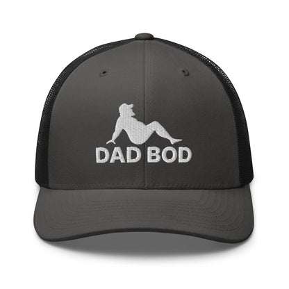 Dad Bod Mud Flap Silhouette Embroidered Mesh Trucker Hat Charcoal Black