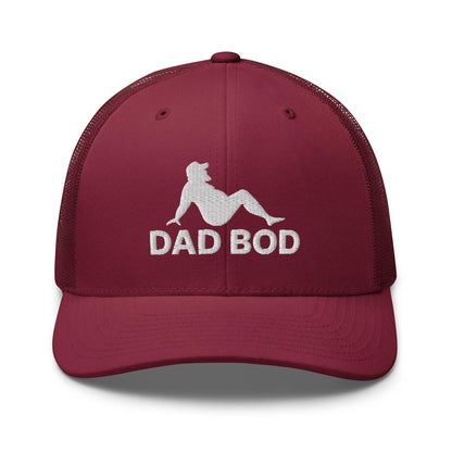 Dad Bod Mud Flap Silhouette Embroidered Mesh Trucker Hat Cranberry