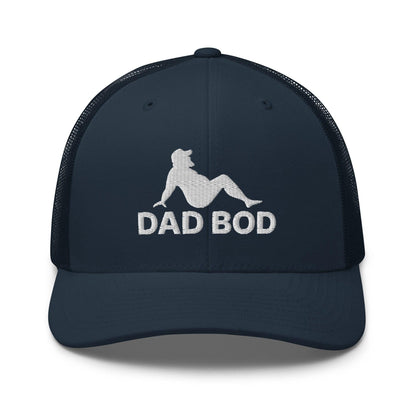 Dad Bod Mud Flap Silhouette Embroidered Mesh Trucker Hat Navy