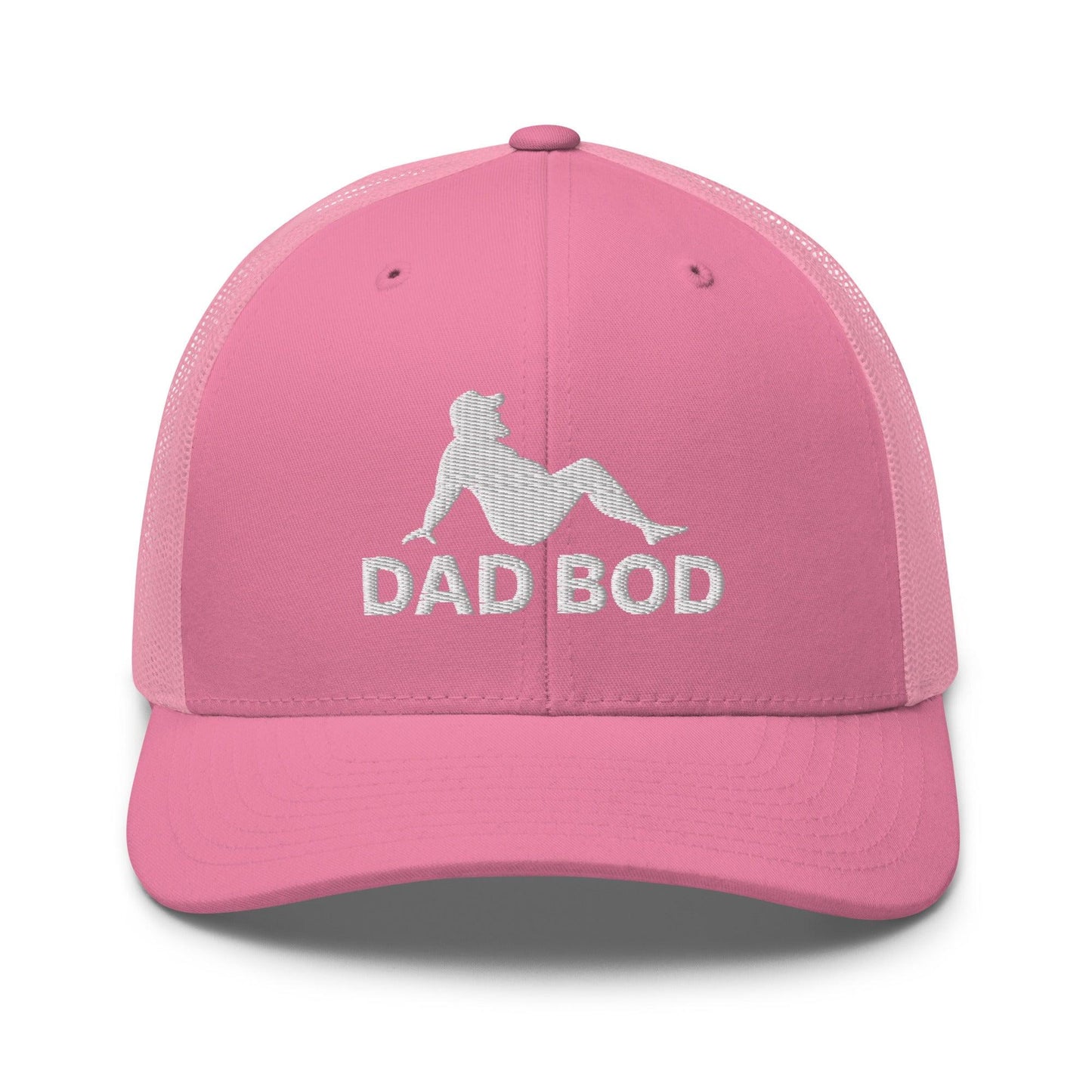 Dad Bod Mud Flap Silhouette Embroidered Mesh Trucker Hat Pink