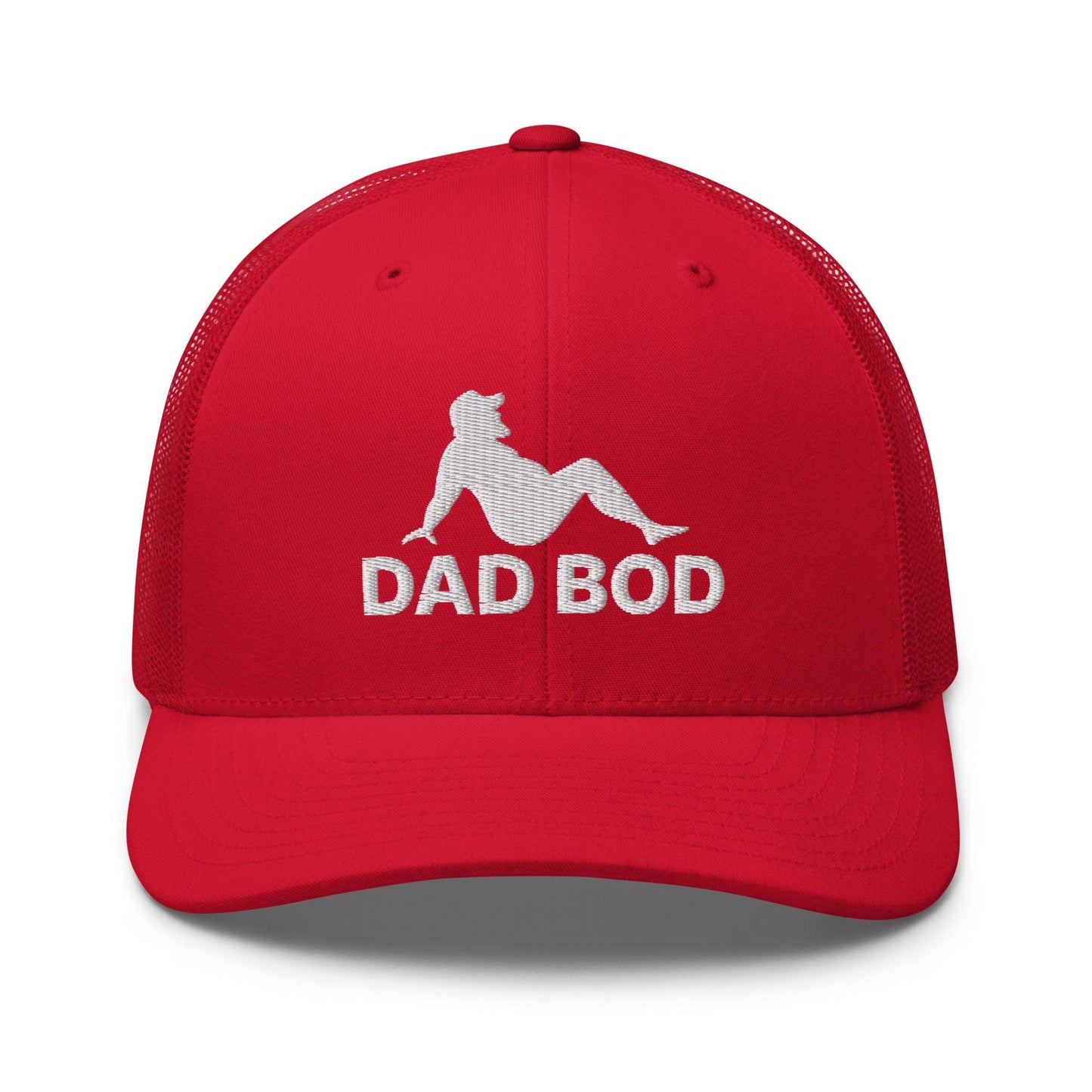 Dad Bod Mud Flap Silhouette Embroidered Mesh Trucker Hat Red