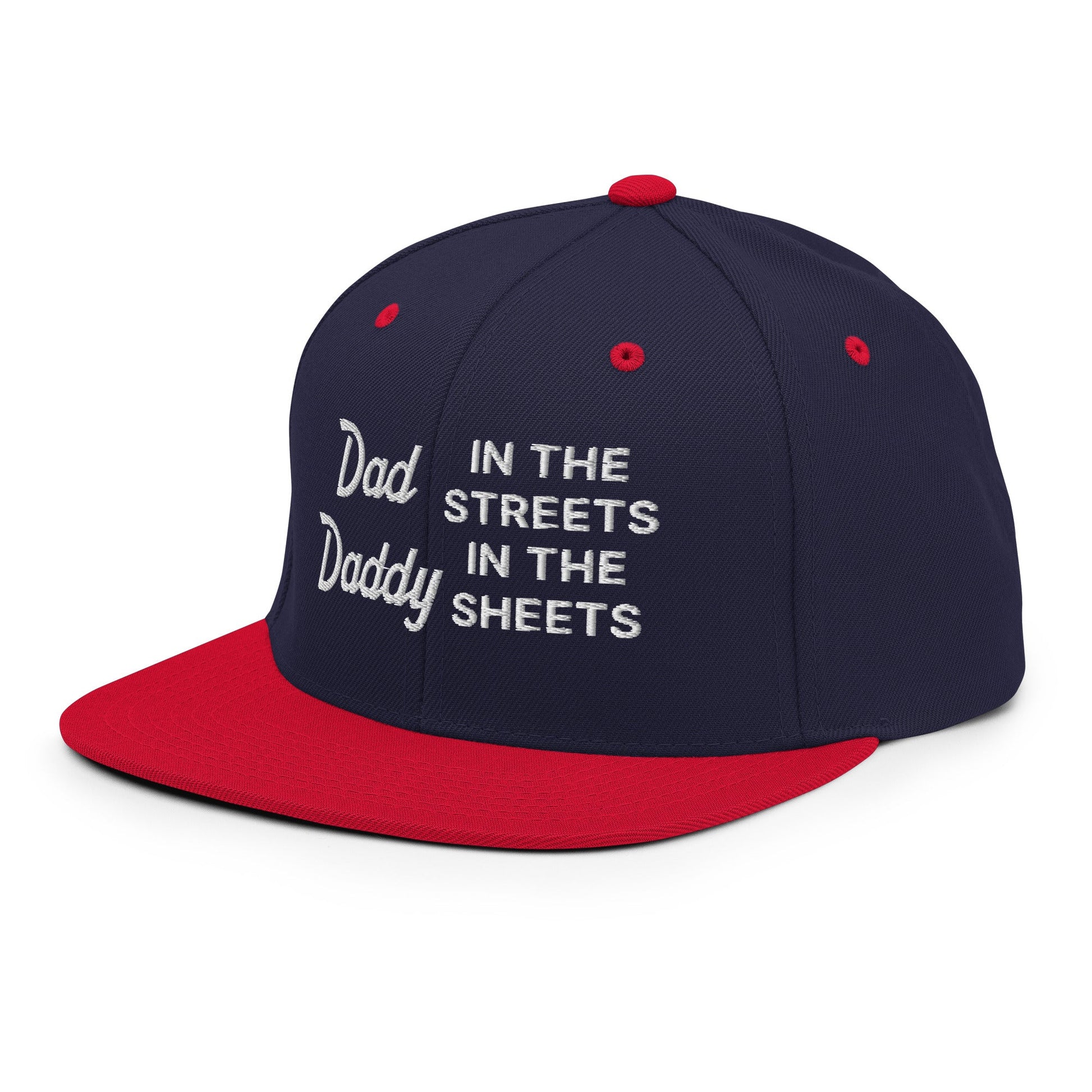 Dad In The Streets Daddy In The Sheets Snapback Hat Navy Red