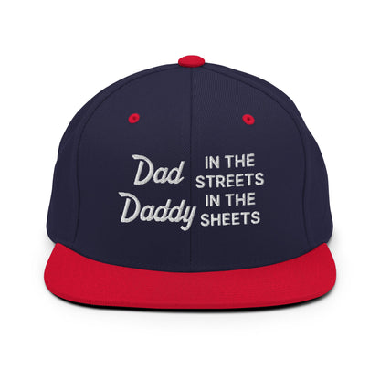 Dad In The Streets Daddy In The Sheets Snapback Hat Navy Red