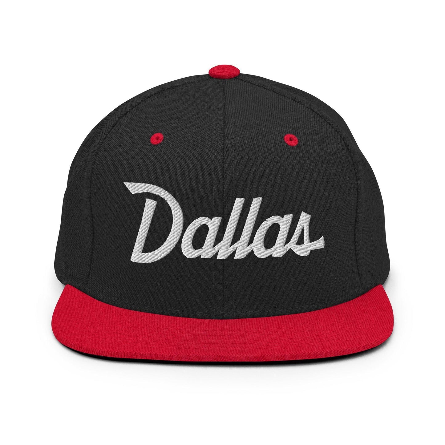 Dallas Script Snapback Hat Black Red