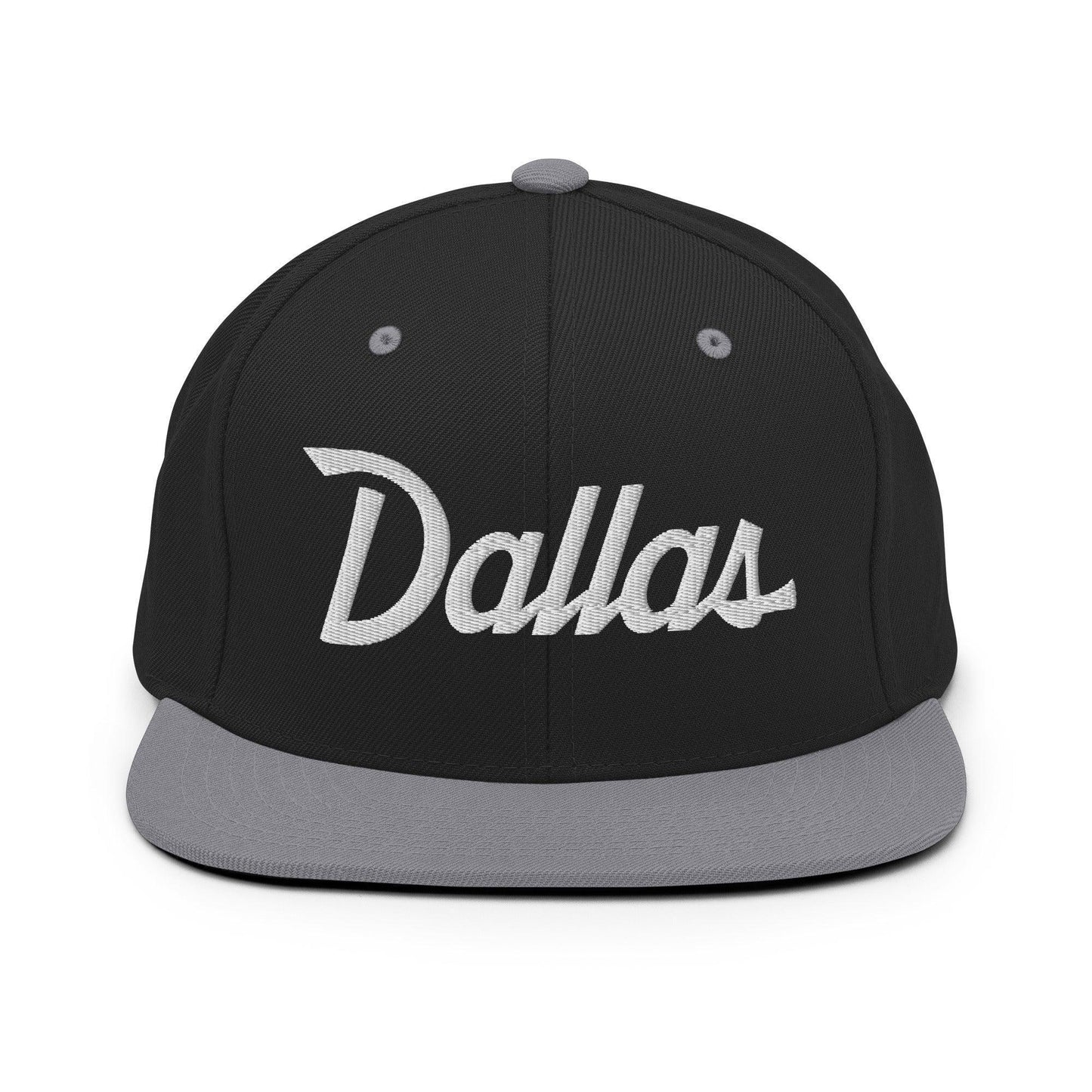 Dallas Script Snapback Hat Black Silver