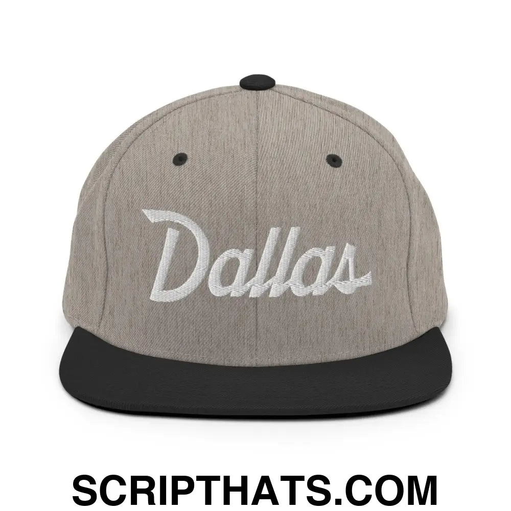 Dallas Script Snapback Hat Heather Black