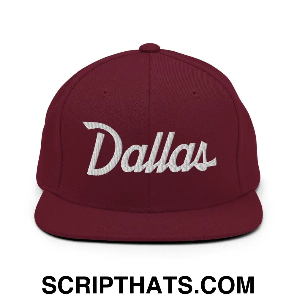 Dallas Script Snapback Hat Maroon