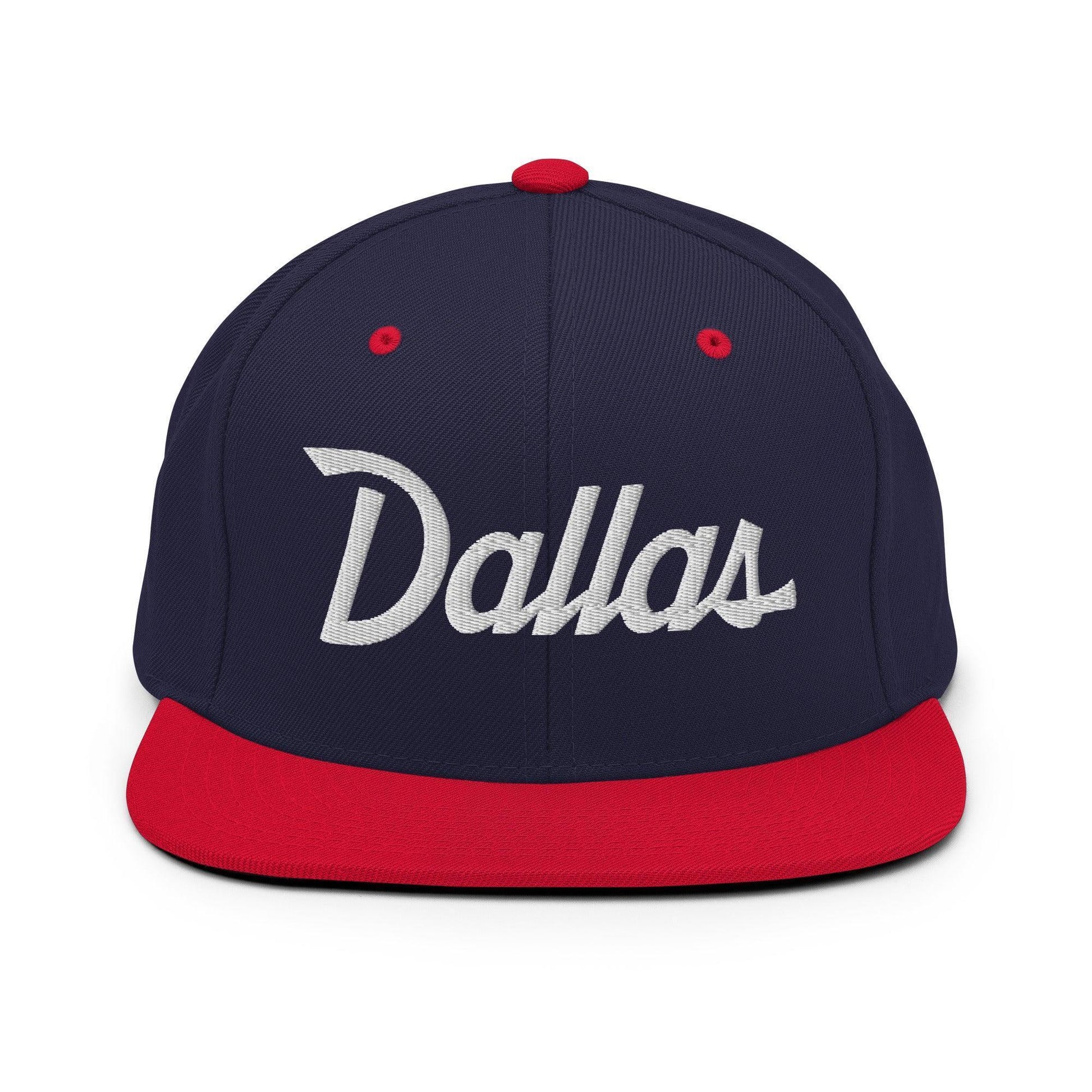 Dallas Script Snapback Hat Navy Red
