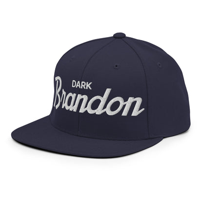 Dark Brandon Vintage Sports Script Snapback Hat Navy