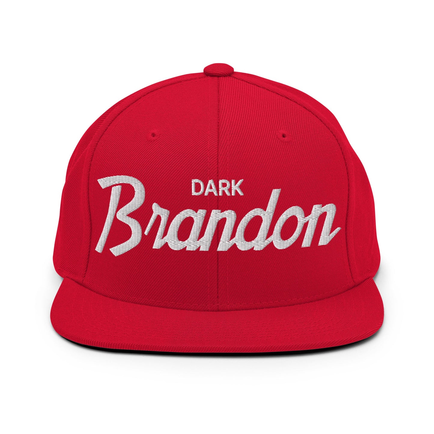 Dark Brandon Vintage Sports Script Snapback Hat Red