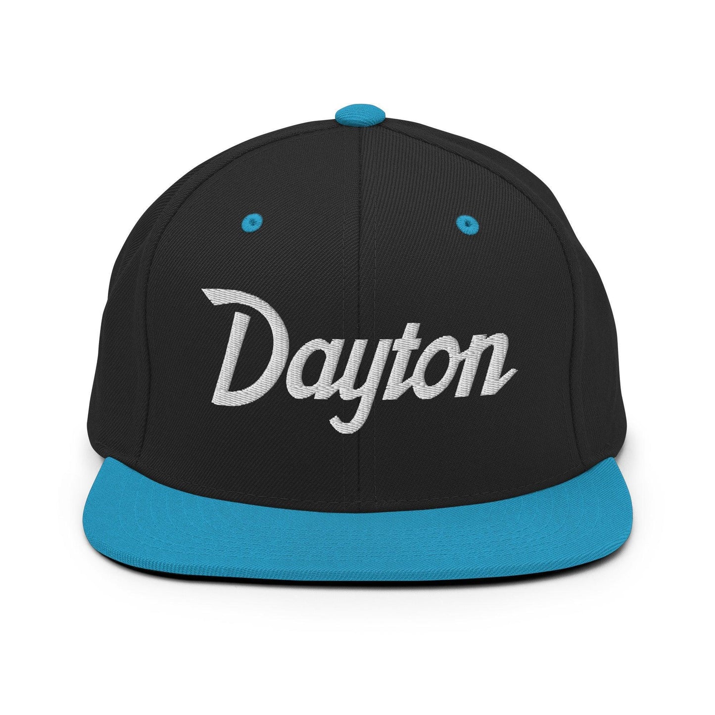 Dayton Script Snapback Hat Black Teal