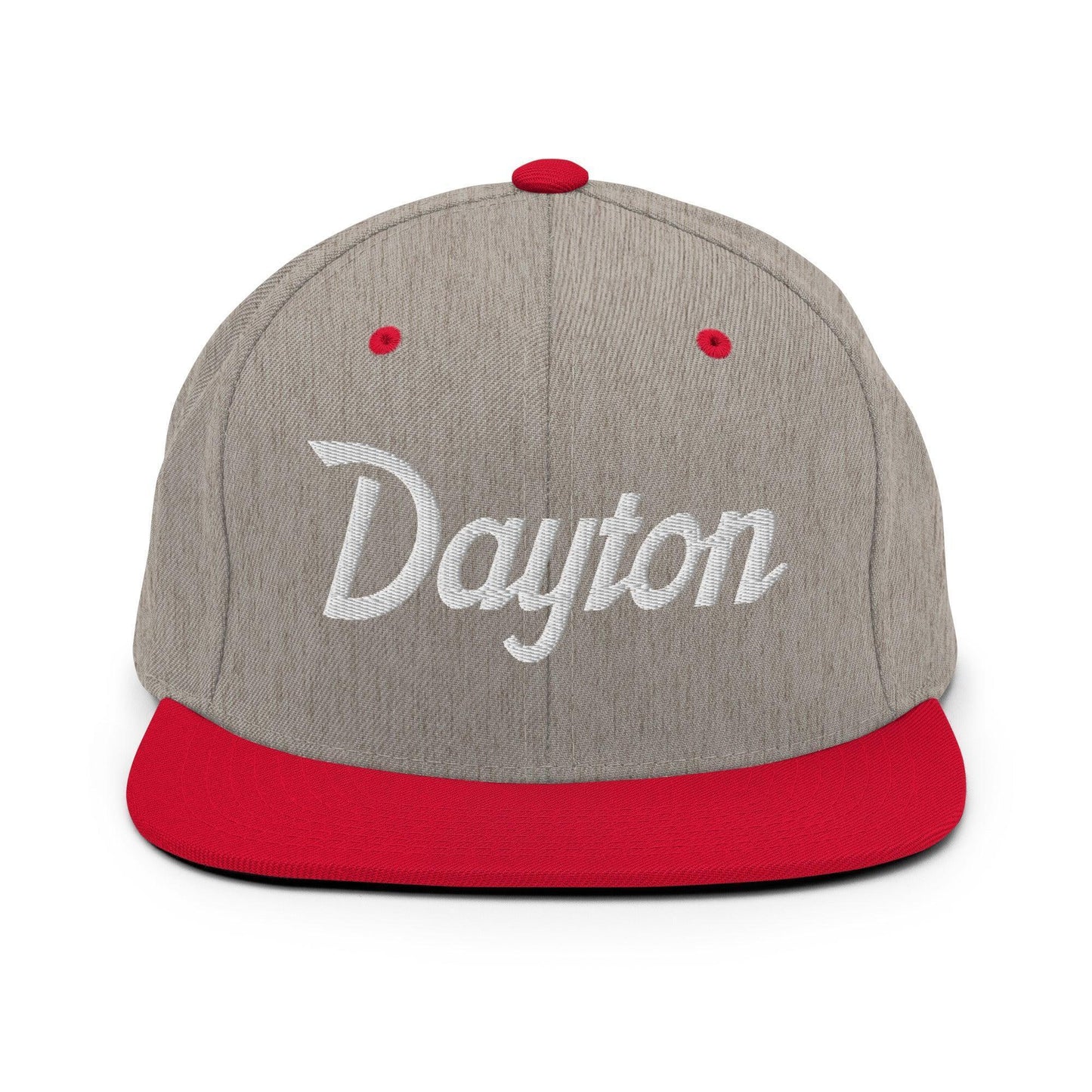 Dayton Script Snapback Hat Heather Grey Red