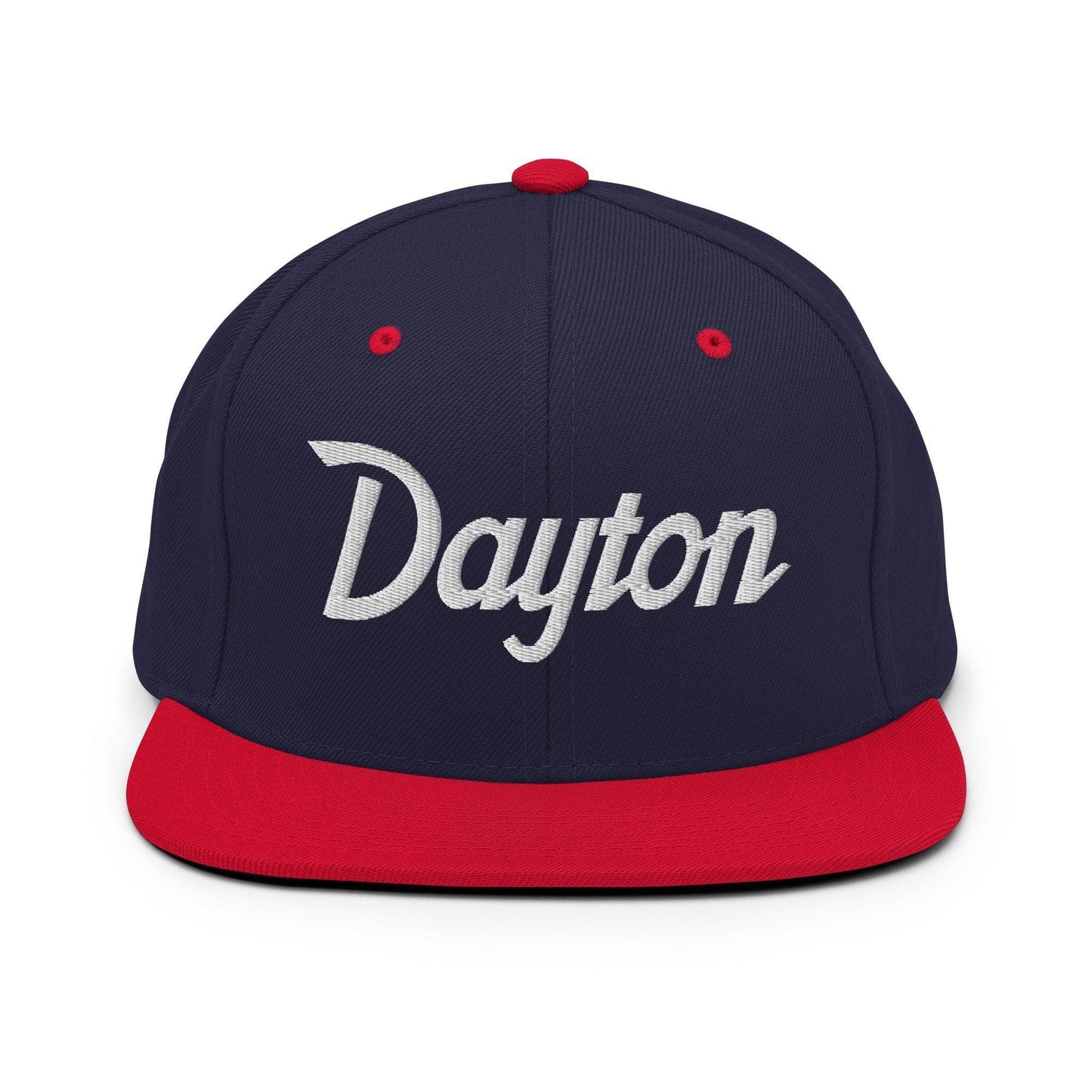 Dayton Script Snapback Hat Navy Red