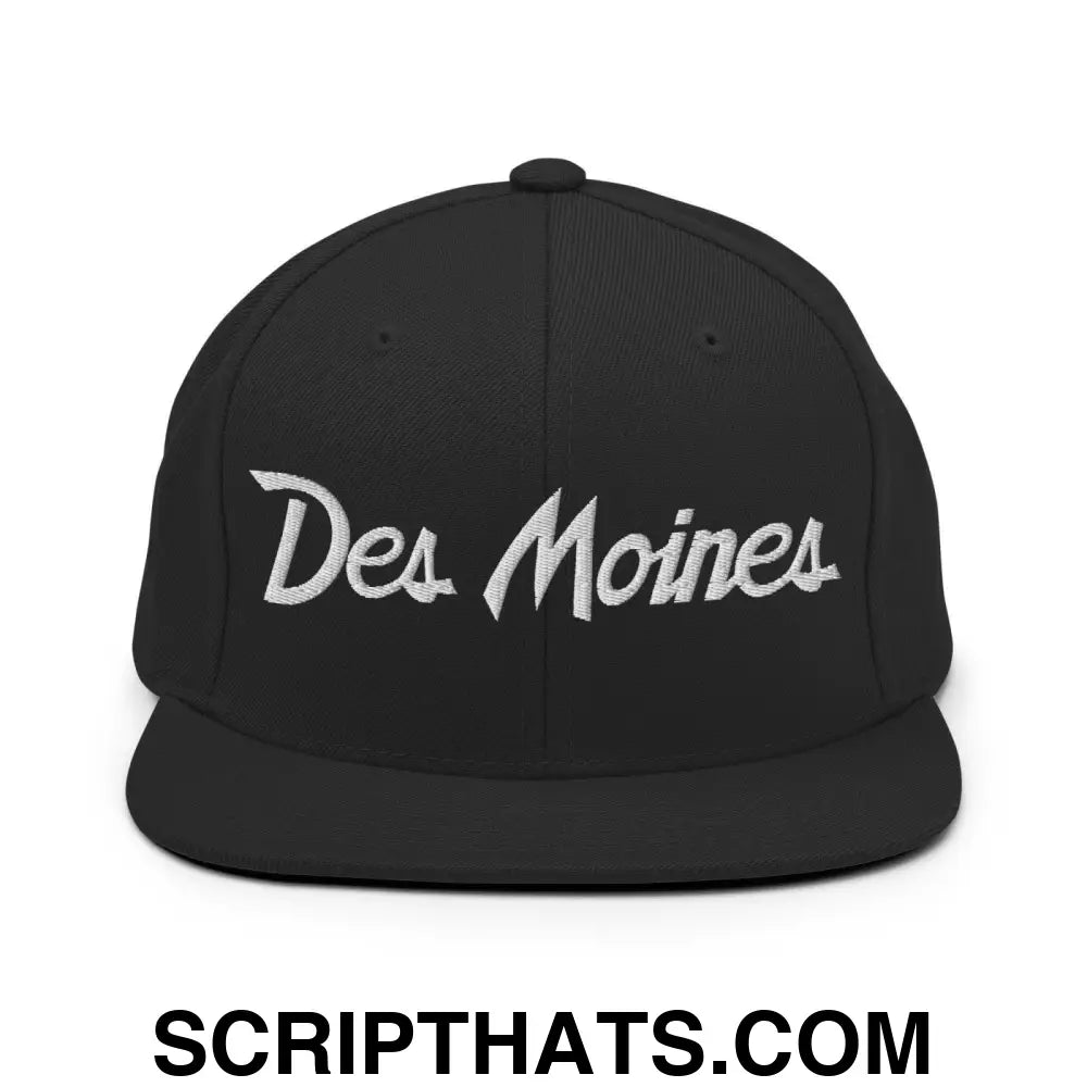 Des Moines Script Snapback Hat Black